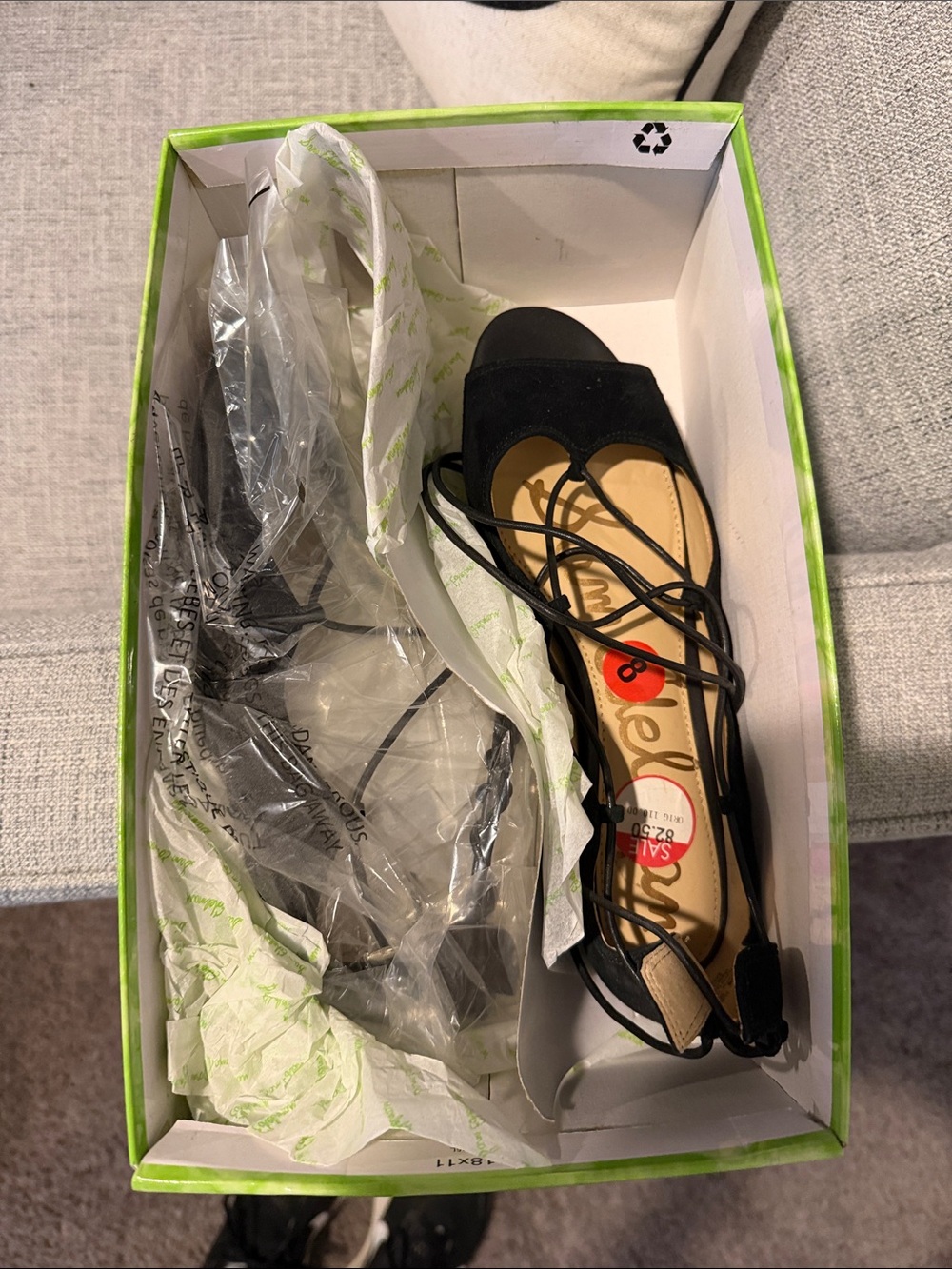 Sam Edelman Black Lace-Up Women's Flat
